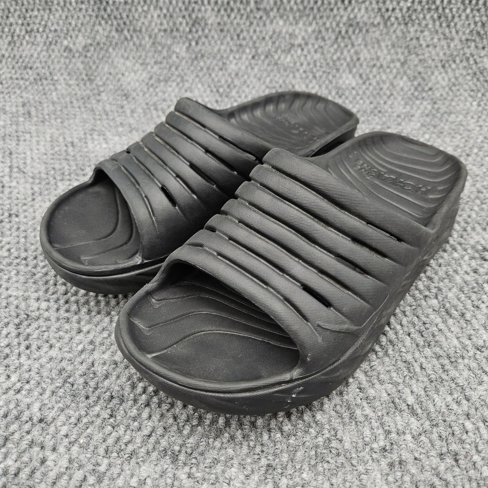 Hoka One One Women's 8 Black Ora Recovery Slide Athletic Comfort Sandals Slip On